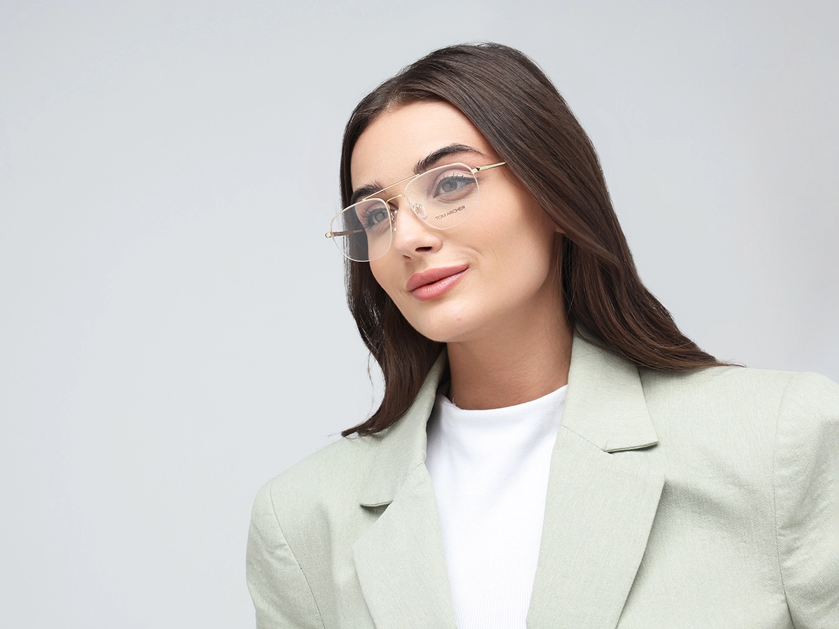 Gold Metal Square Glasses 52