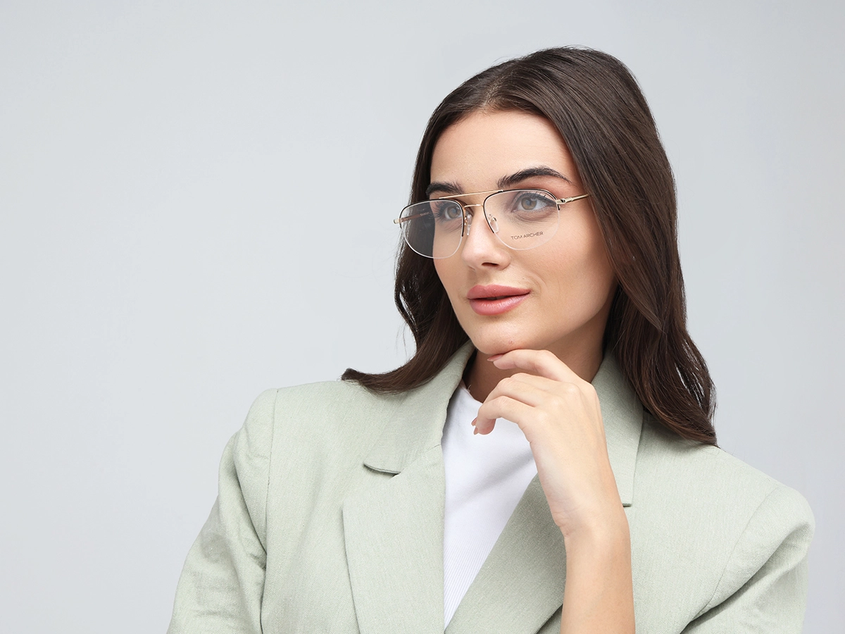 Black And Gold Metal Eyeglasses 52