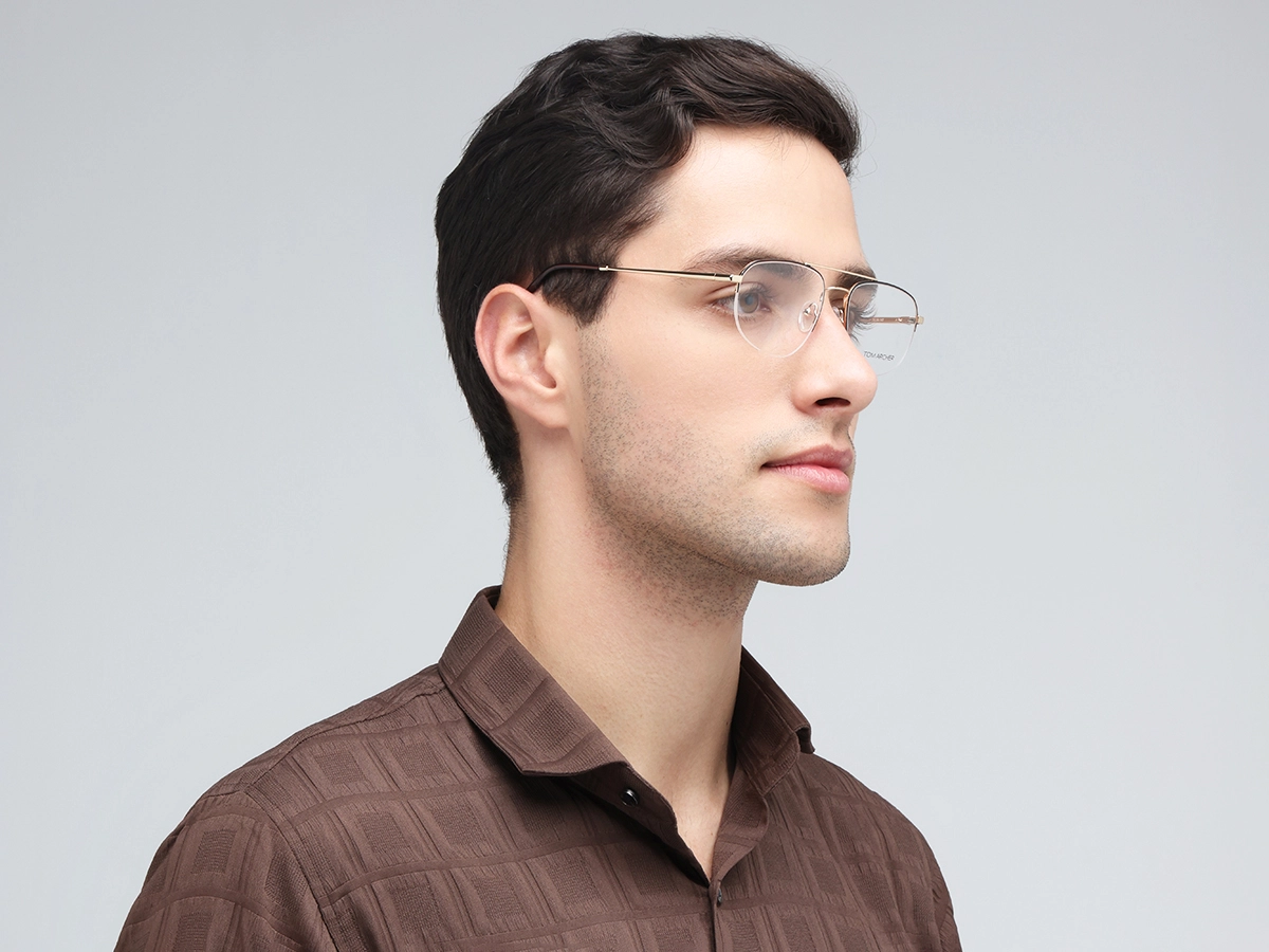 Black And Gold Metal Eyeglasses 42
