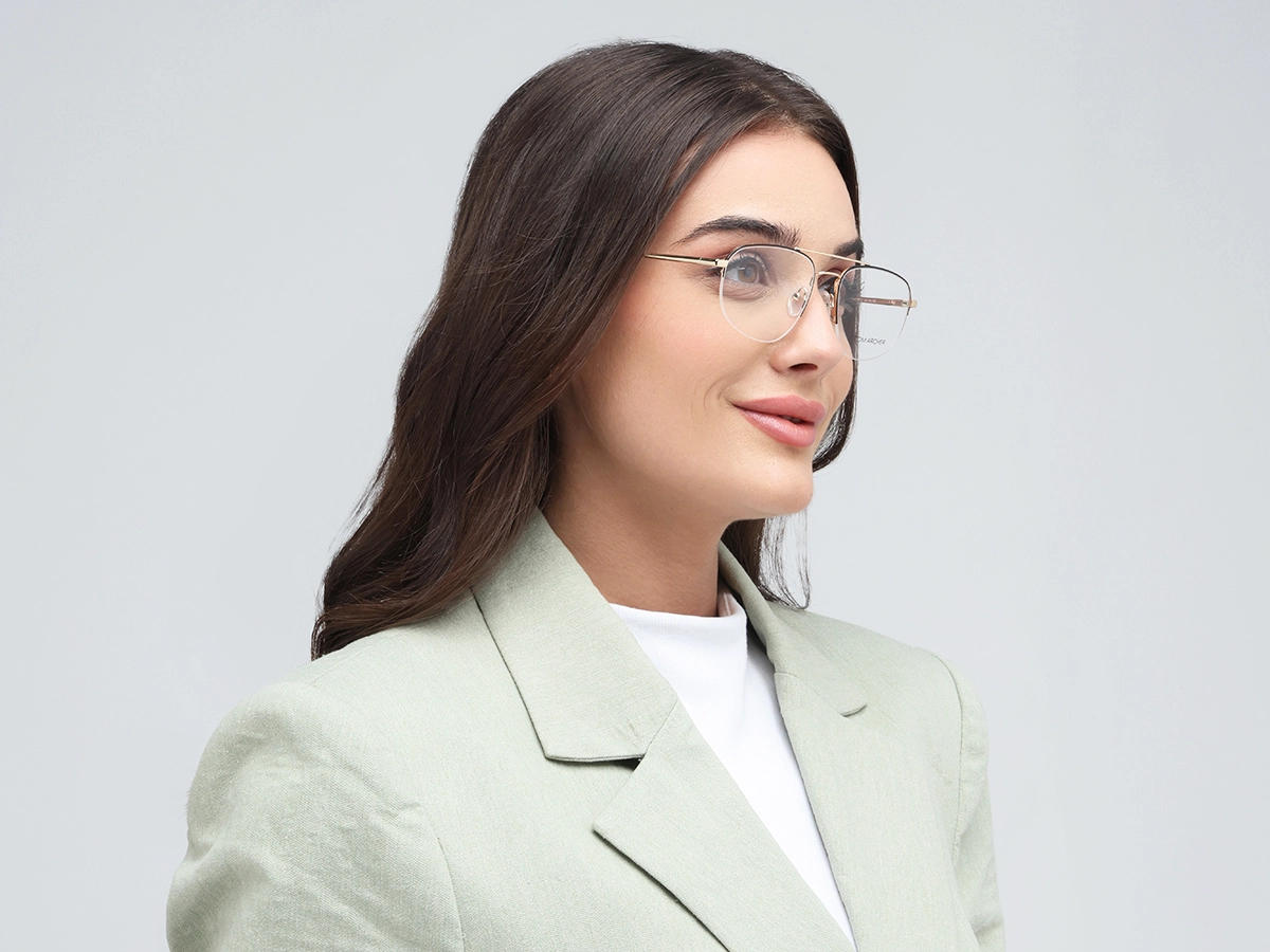 Black And Gold Metal Eyeglasses 53
