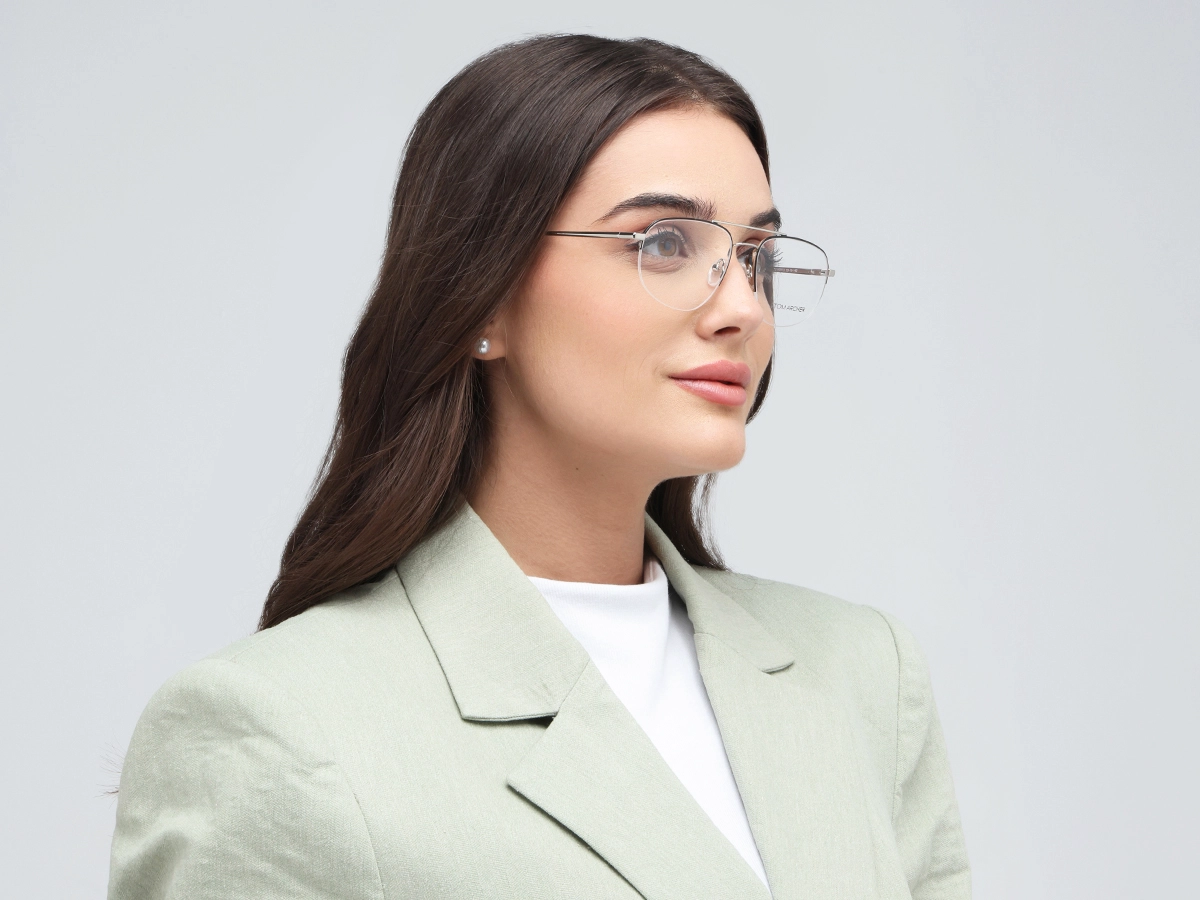 Black Silver Eyeglasses 53