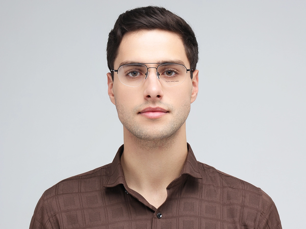 Black Square Double Bridge Glasses 41