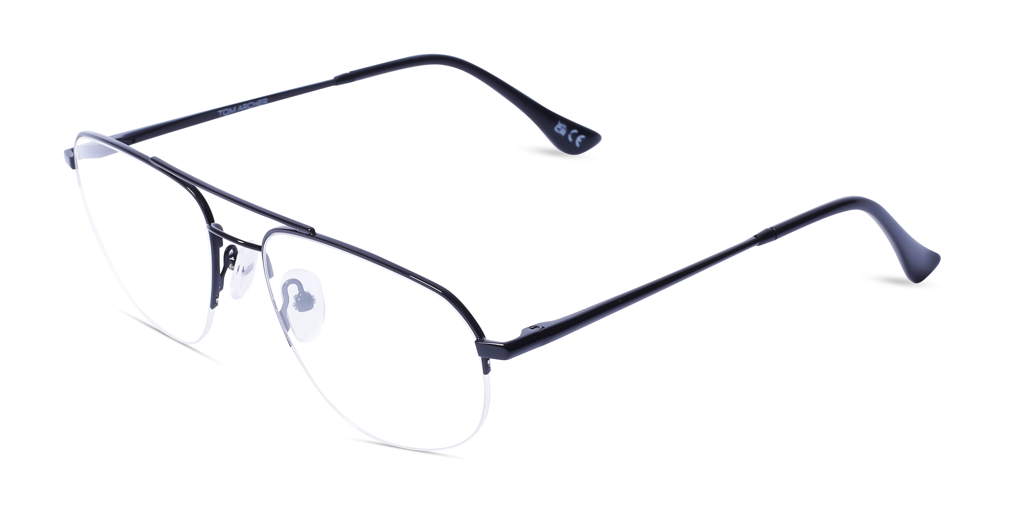 Black Square Double Bridge Glasses 3