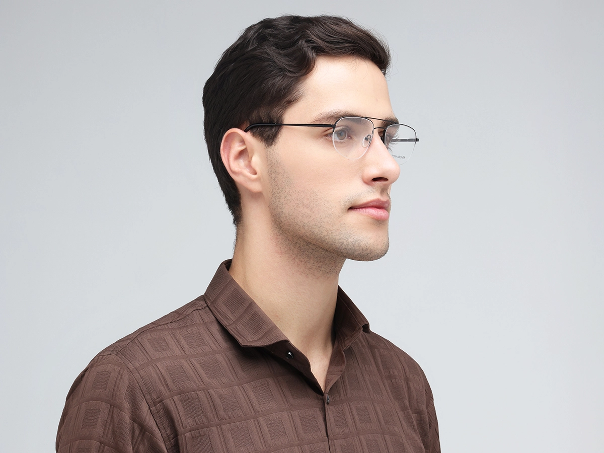 Black Square Double Bridge Glasses 43