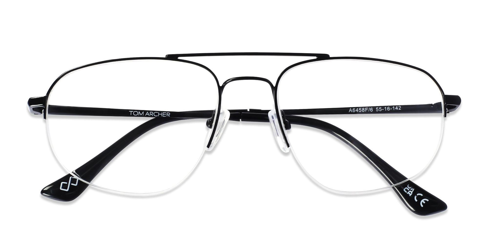 Black Square Double Bridge Glasses 6