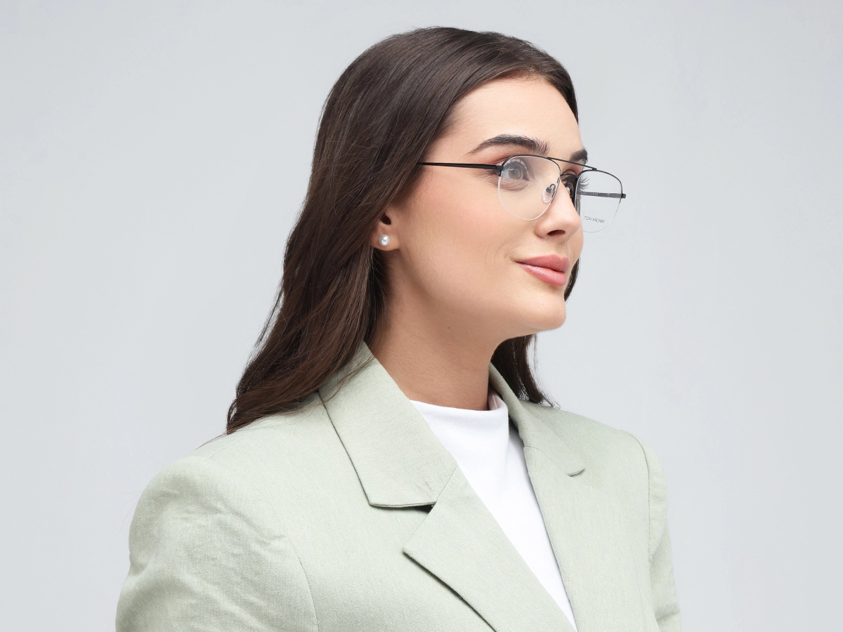 Black Square Double Bridge Glasses 53