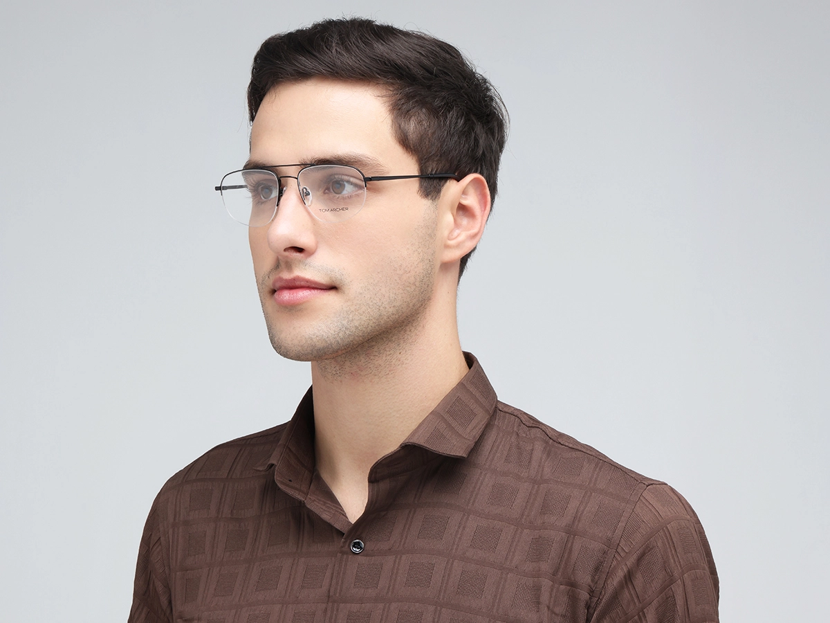 Black Square Double Bridge Glasses 42