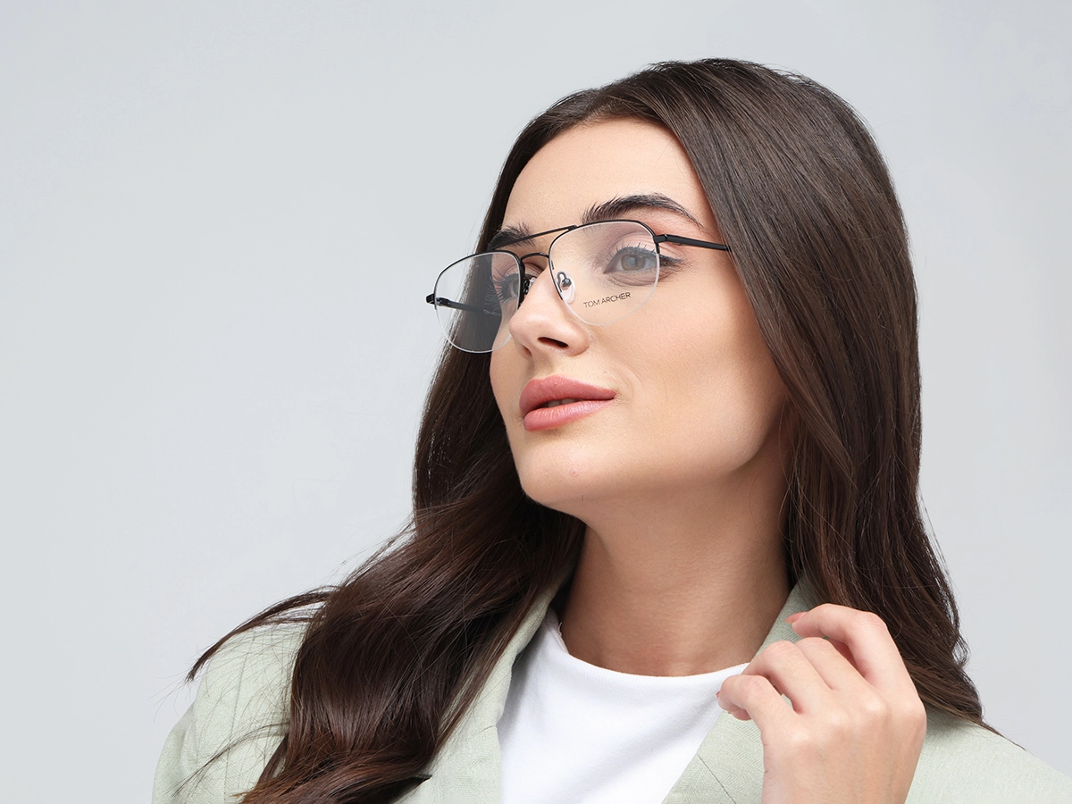 Black Square Double Bridge Glasses 53