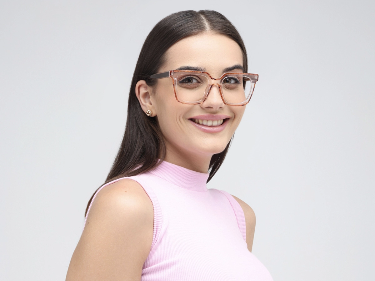 Brown Clear Square Glasses 53