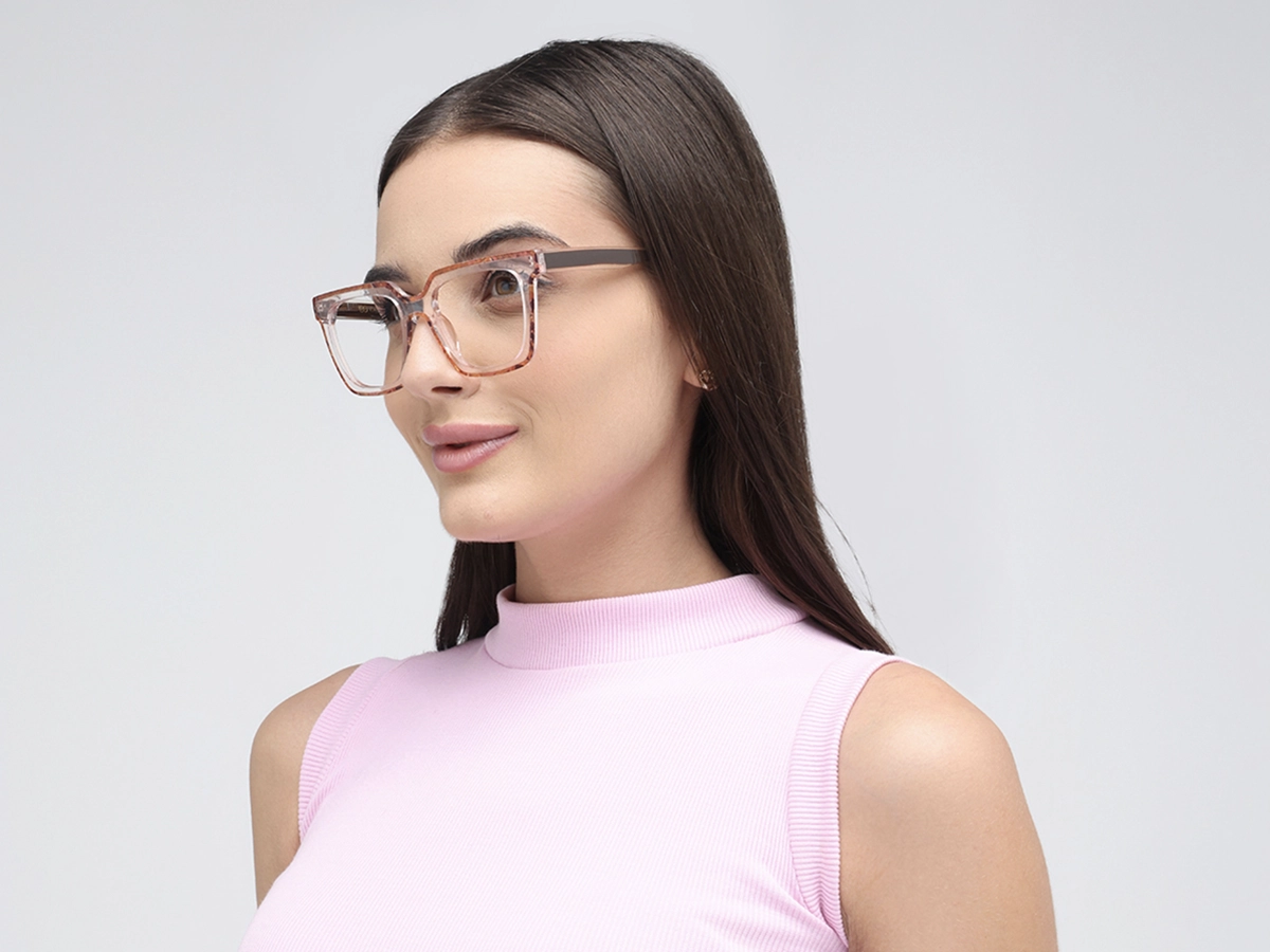 Brown Clear Square Glasses 52