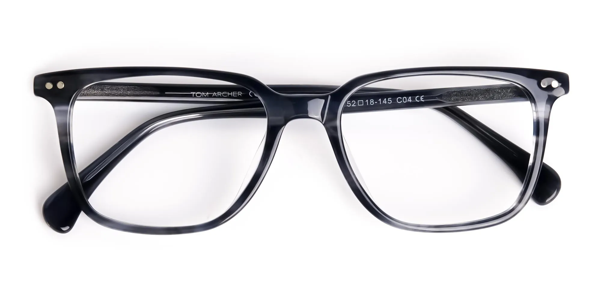 Unisex Stripe Ocean Blue acetate rectangle frames in medium size – Tom Archer DARCY 4