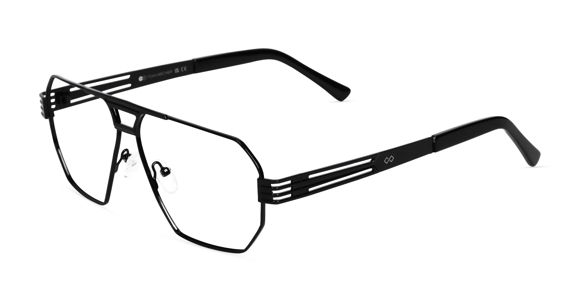 Metal Black Pilot Geometric Glasses-3