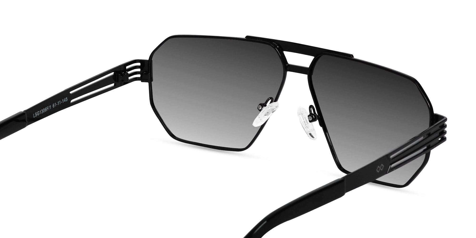 Black Metal Double Bridge Sunglasses-5