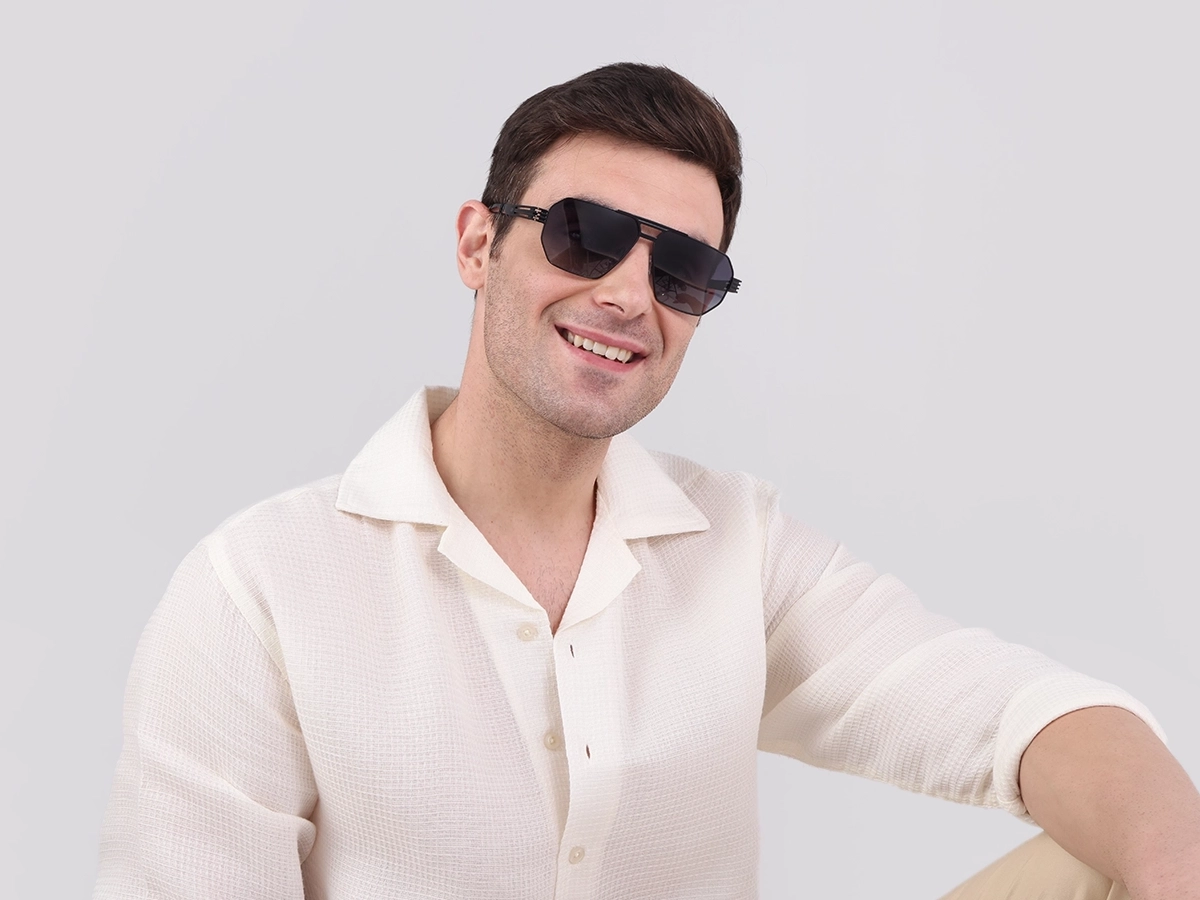 Black Metal Double Bridge Sunglasses-41