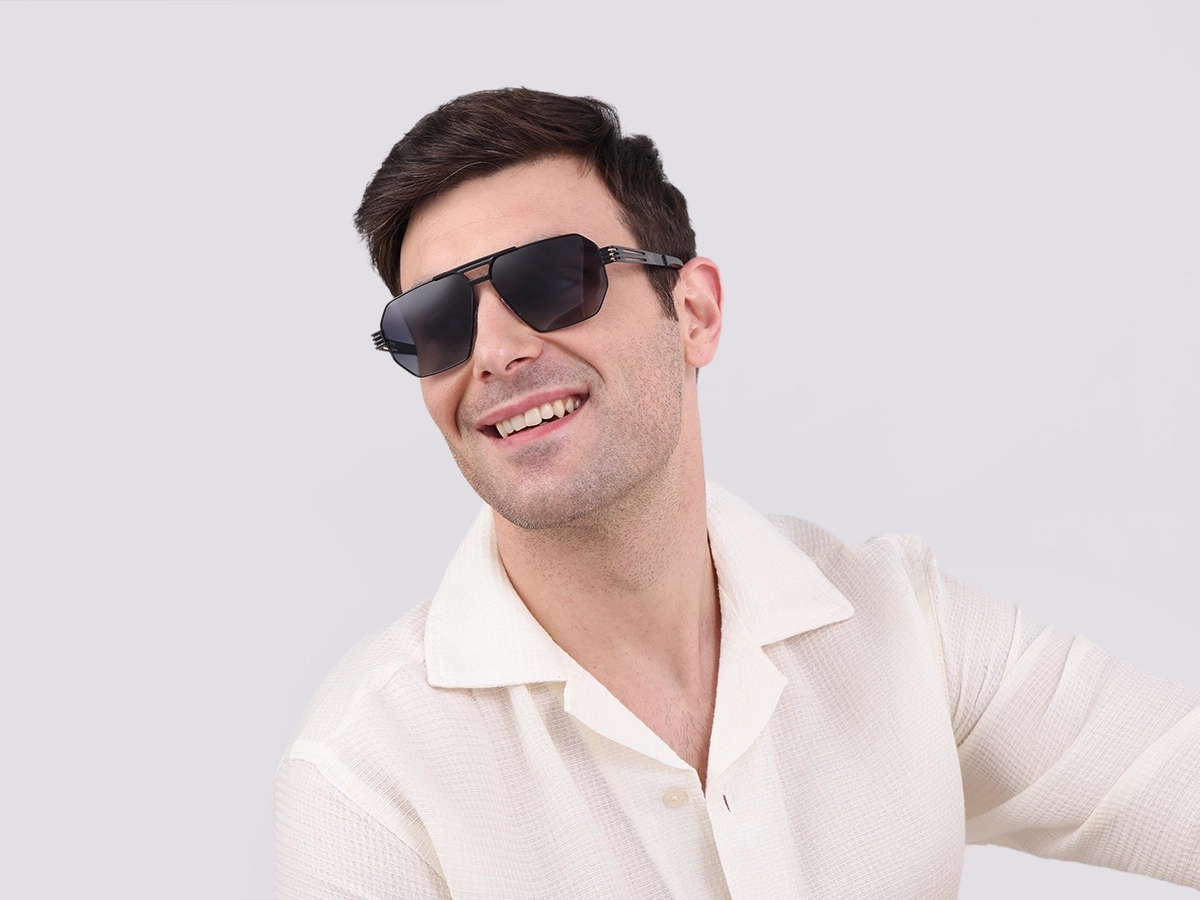 Black Metal Double Bridge Sunglasses-43