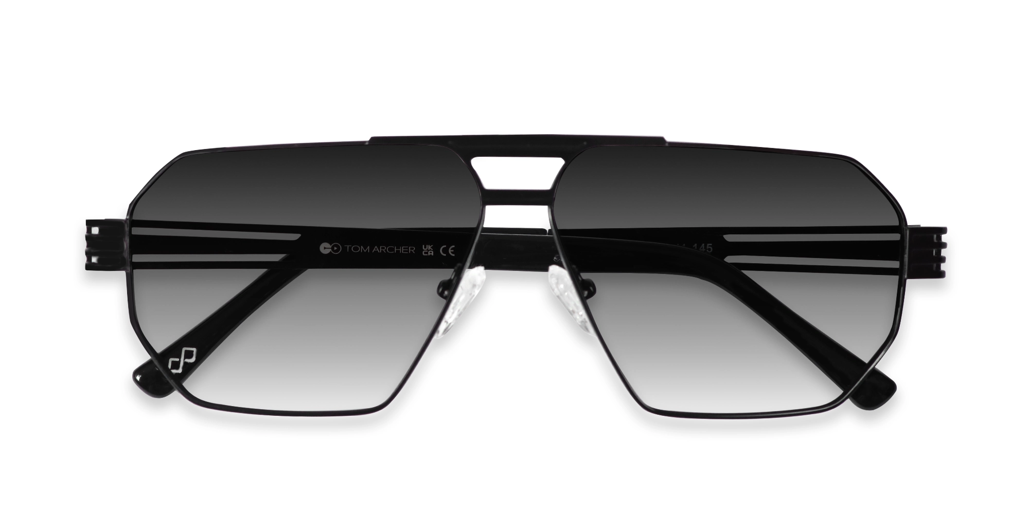 Black Metal Double Bridge Sunglasses-6