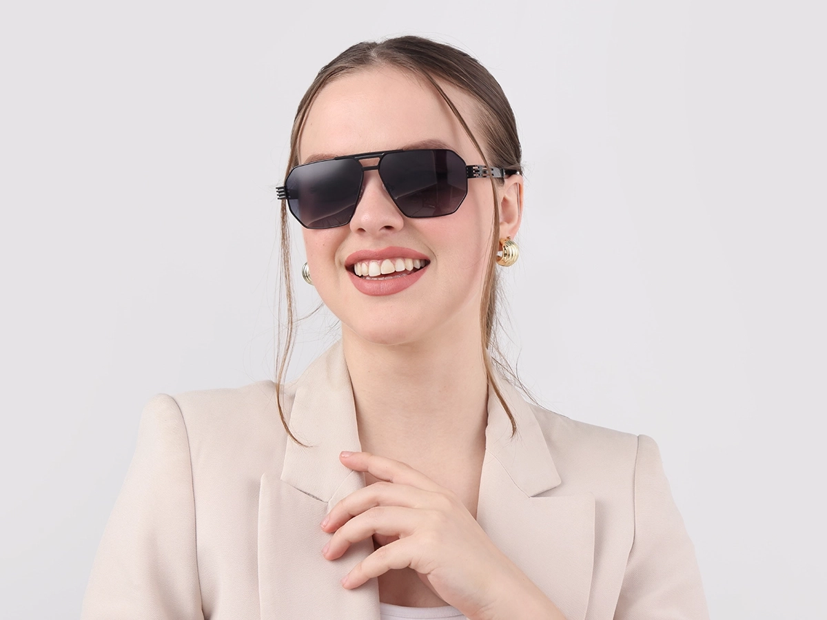 Black Metal Double Bridge Sunglasses-52