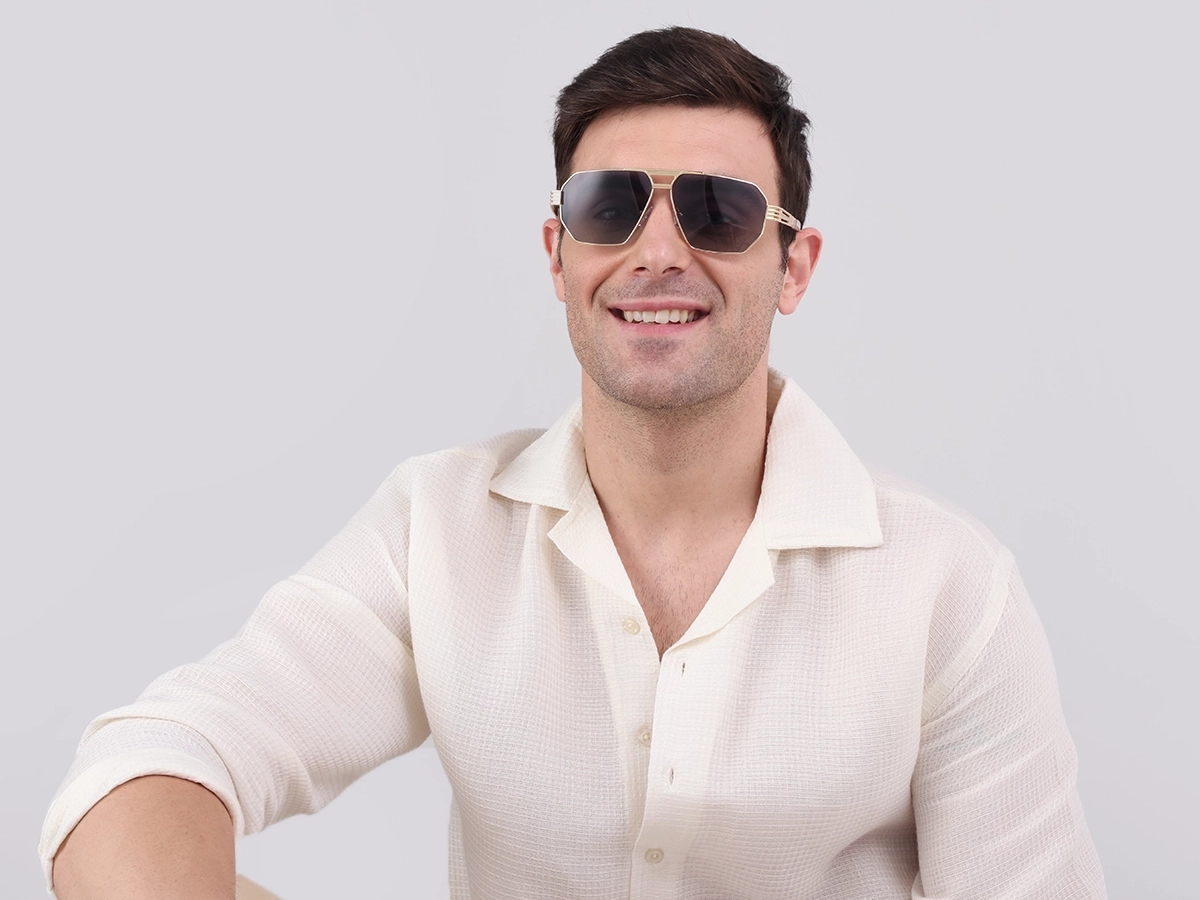 Gold Metal Double Bridge Sunglasses-41