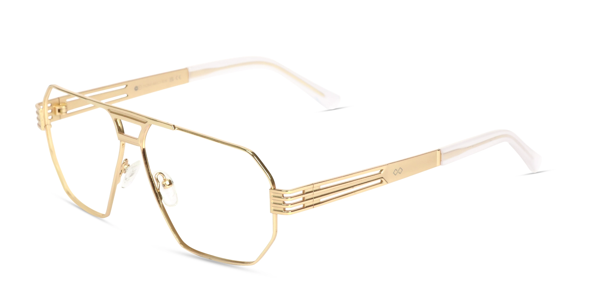 Gold Metal Double Bridge Pilot Glasses-3
