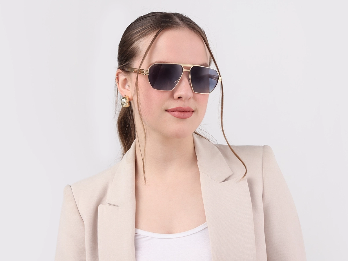Gold Metal Double Bridge Sunglasses-52