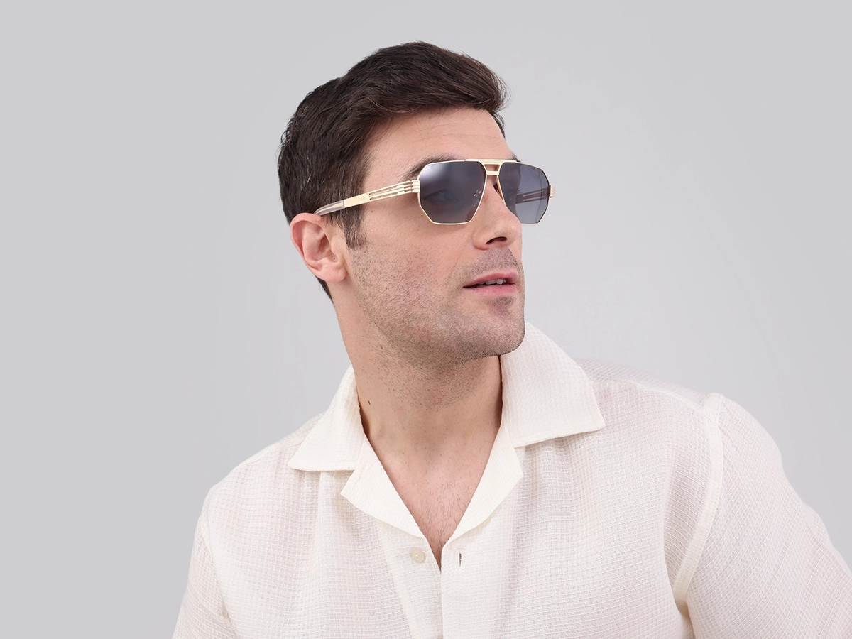 Gold Metal Double Bridge Sunglasses-42