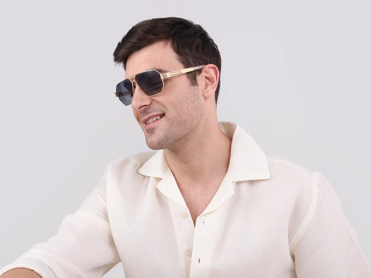 Gold Metal Double Bridge Sunglasses-43