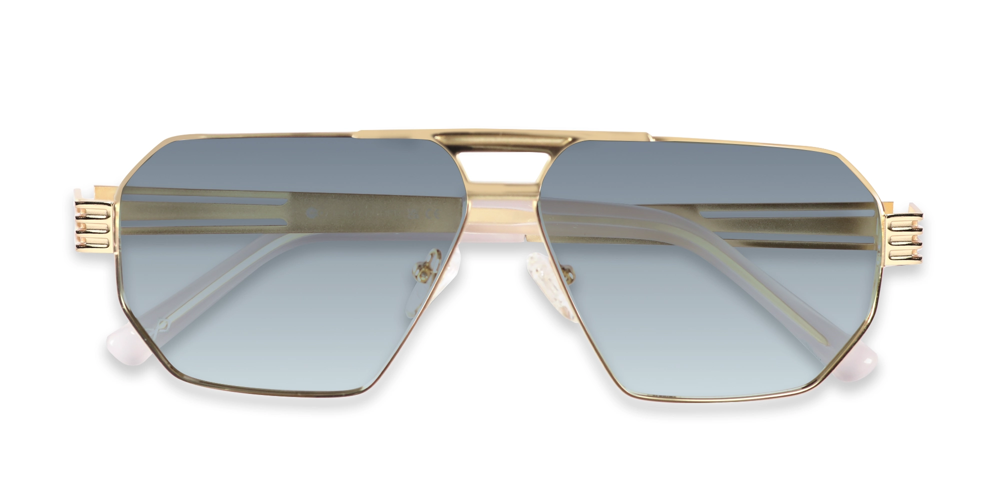Gold Metal Double Bridge Sunglasses-6
