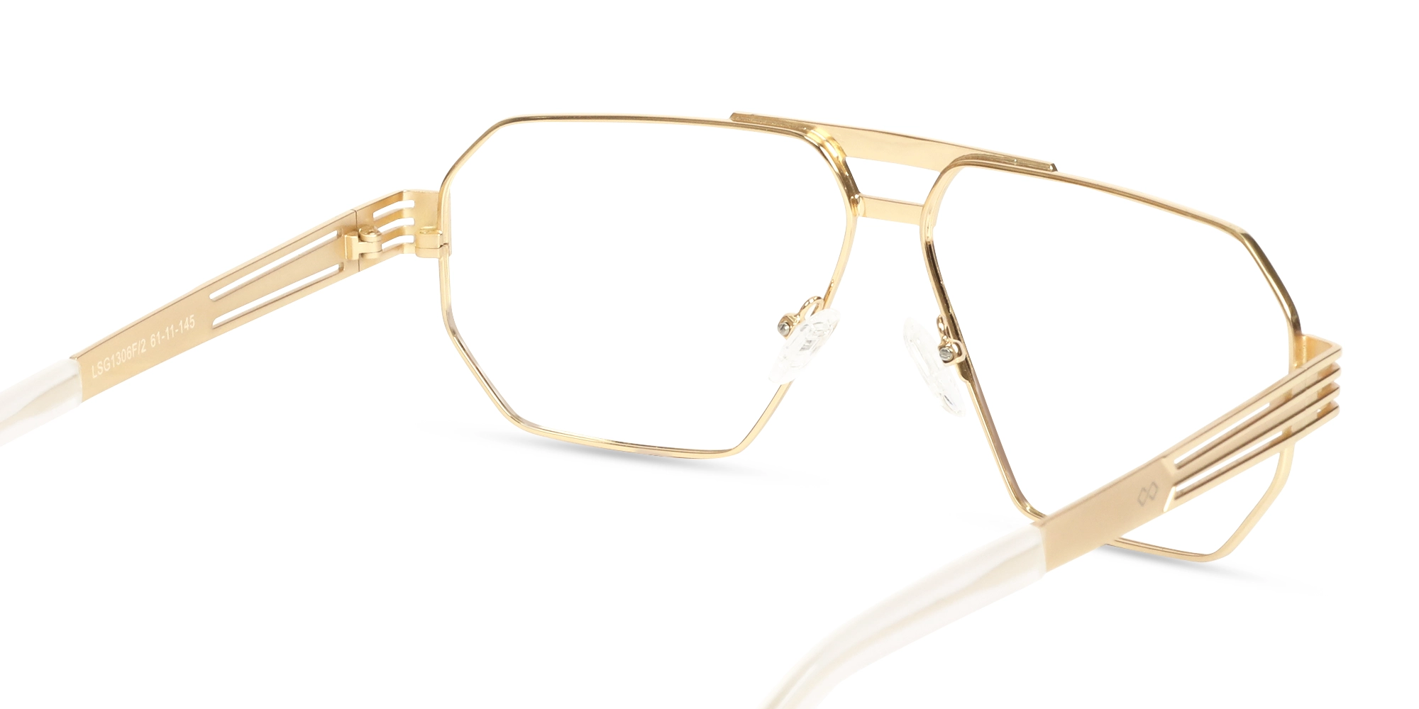 Gold Metal Double Bridge Pilot Glasses-5