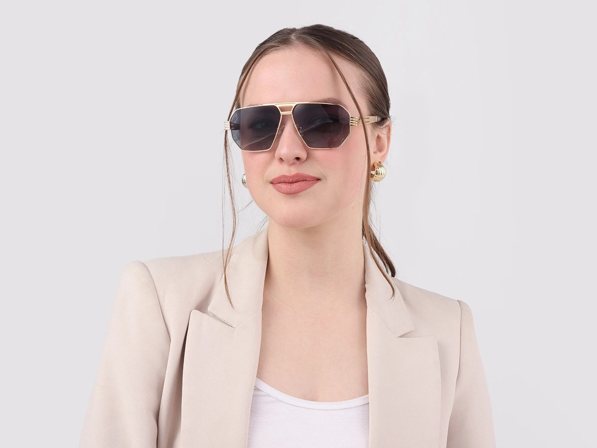 Gold Metal Double Bridge Sunglasses-51