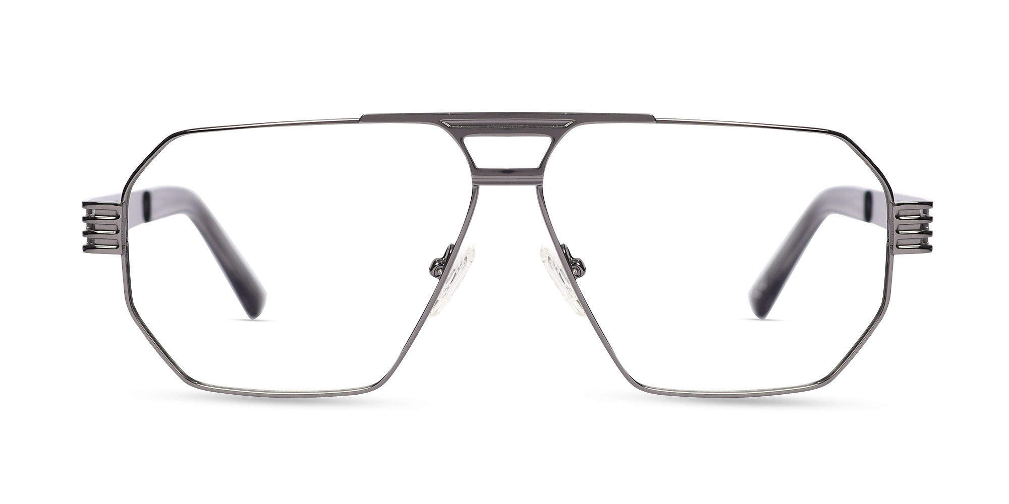 Gunmetal Double Bridge Pilot Glasses-1