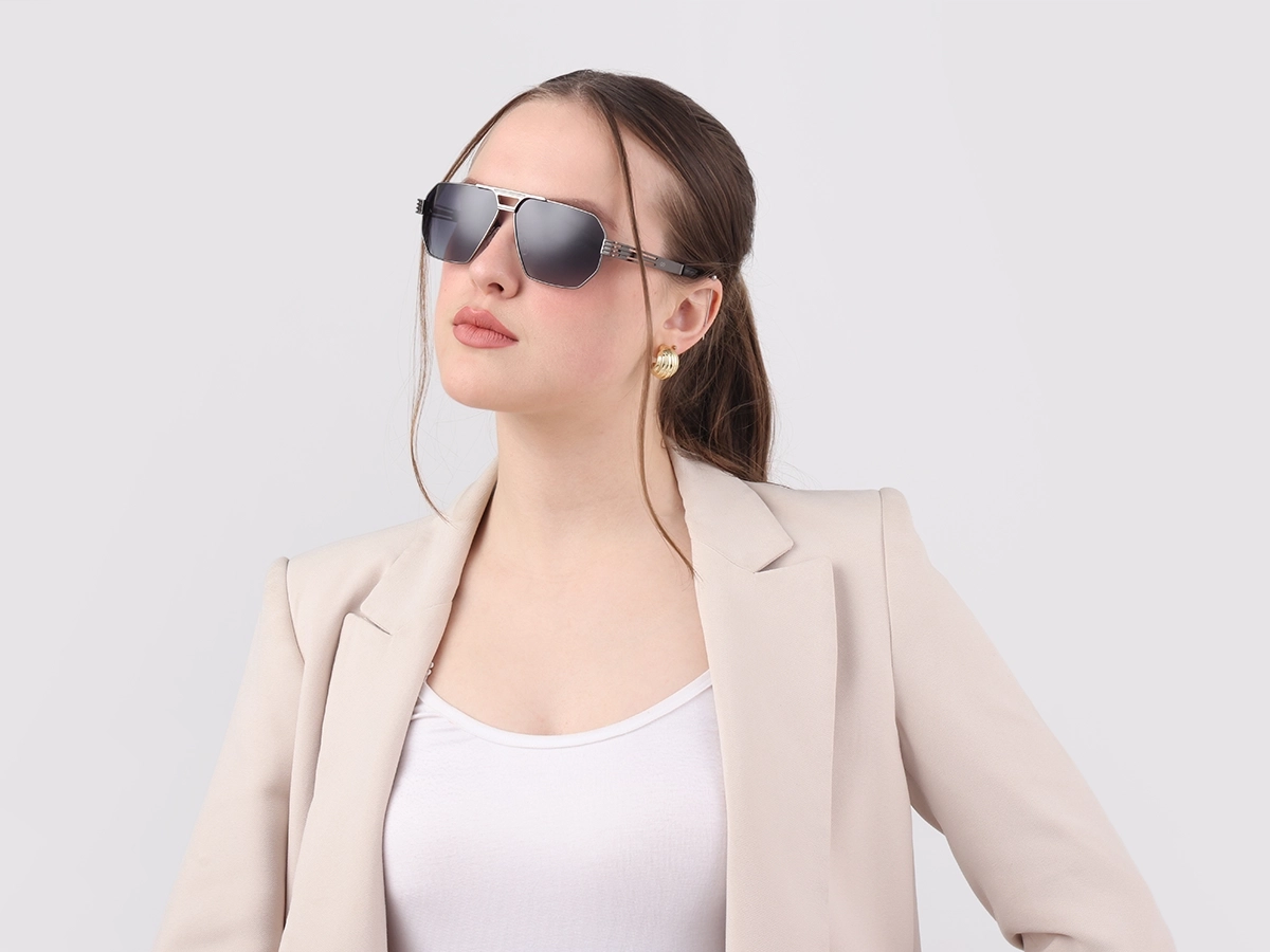 Gunmetal Double Bridge Sunglasses-53