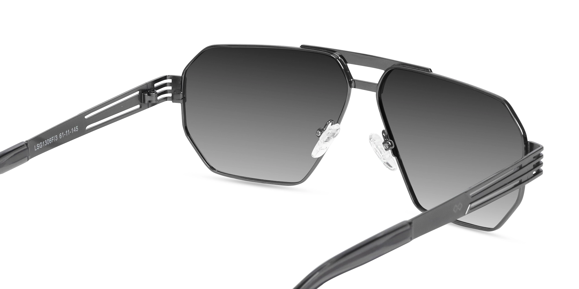 Gunmetal Double Bridge Sunglasses-5