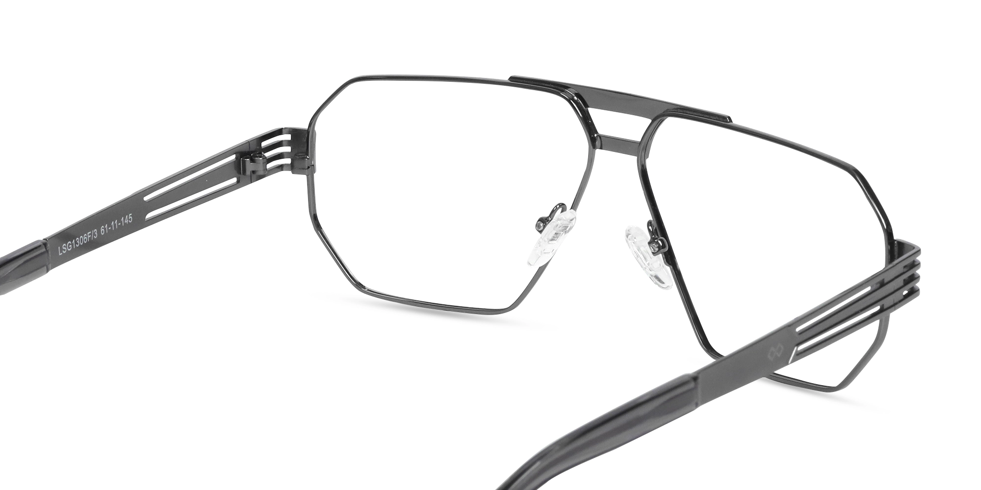 Gunmetal Double Bridge Pilot Glasses-5