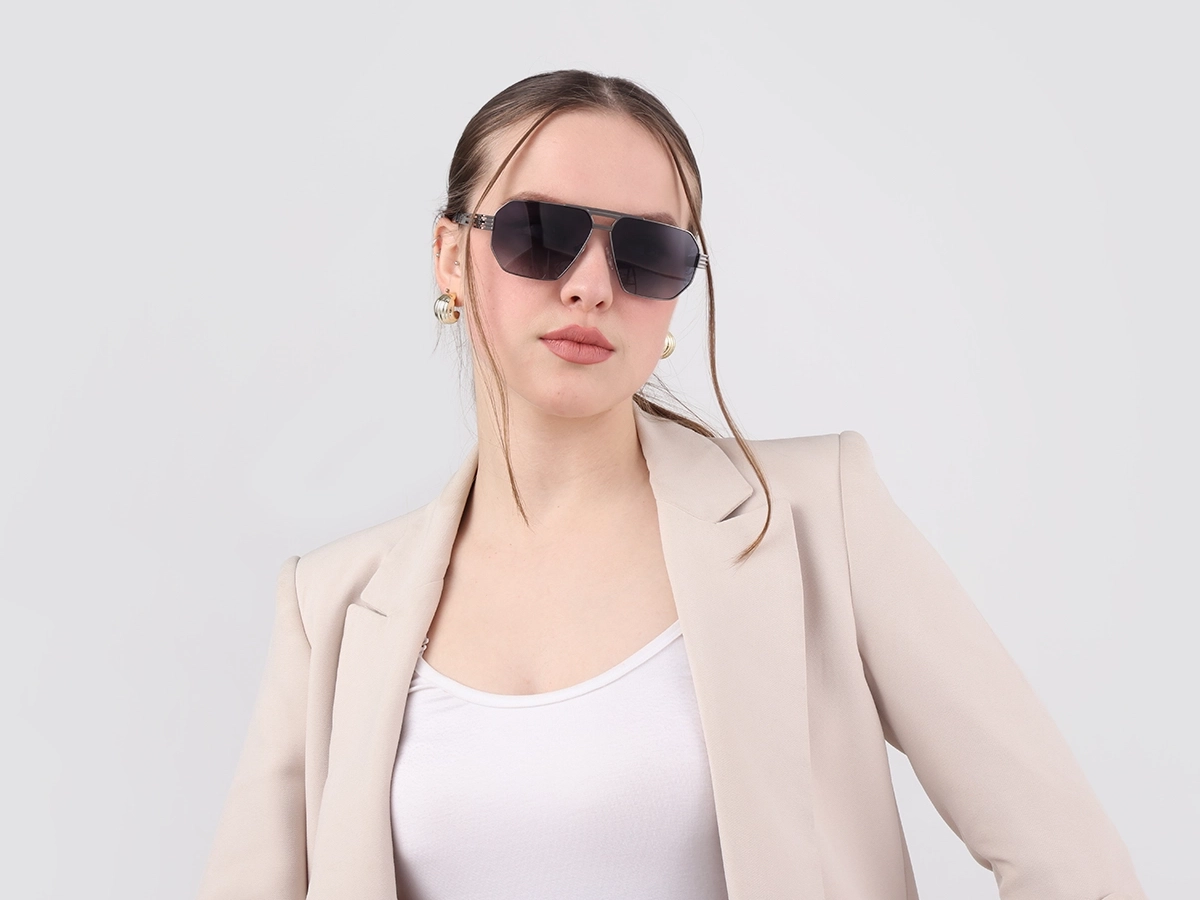 Gunmetal Double Bridge Sunglasses-52