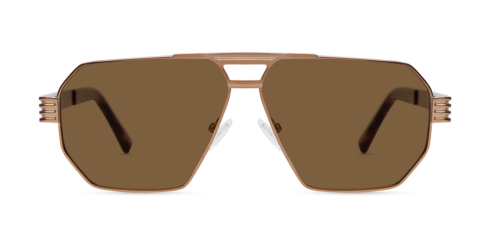 Vintage Gold Metal Double Bridge Sunglasses-1