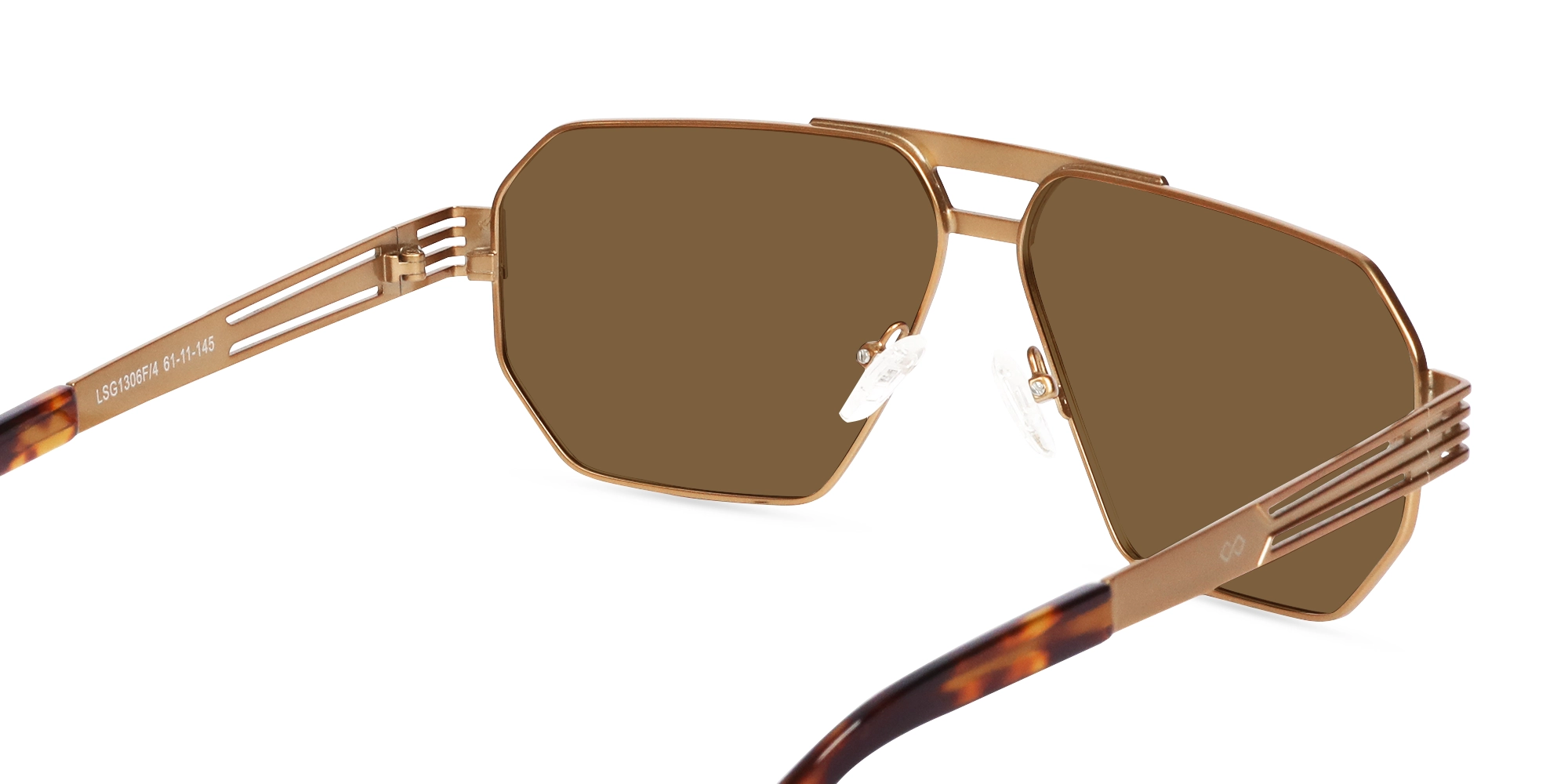 Vintage Gold Metal Double Bridge Sunglasses-5