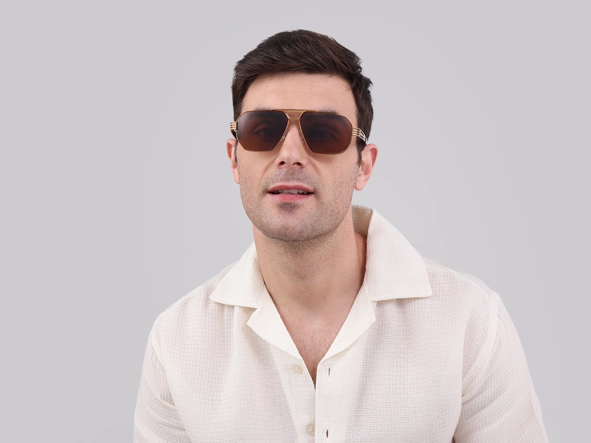Vintage Gold Metal Double Bridge Sunglasses-41