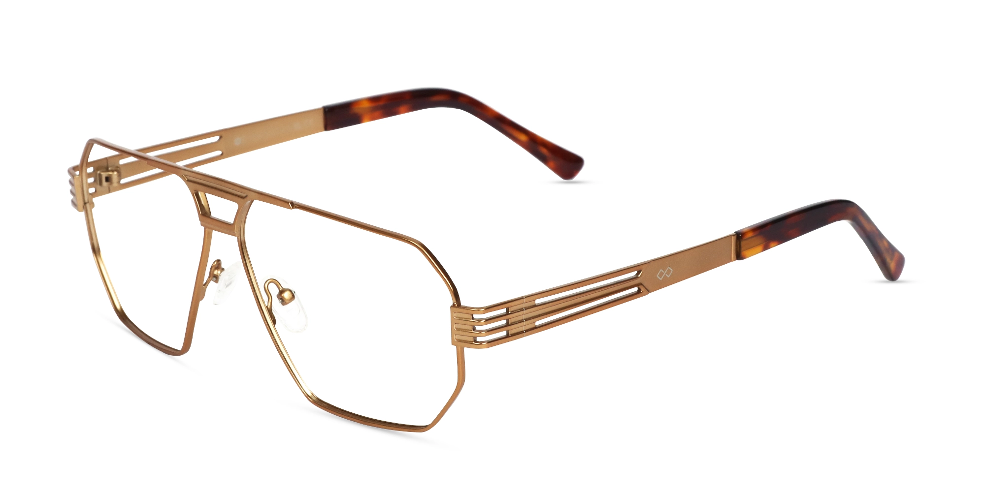 Vintage Gold Double Bridge Pilot Glasses-3