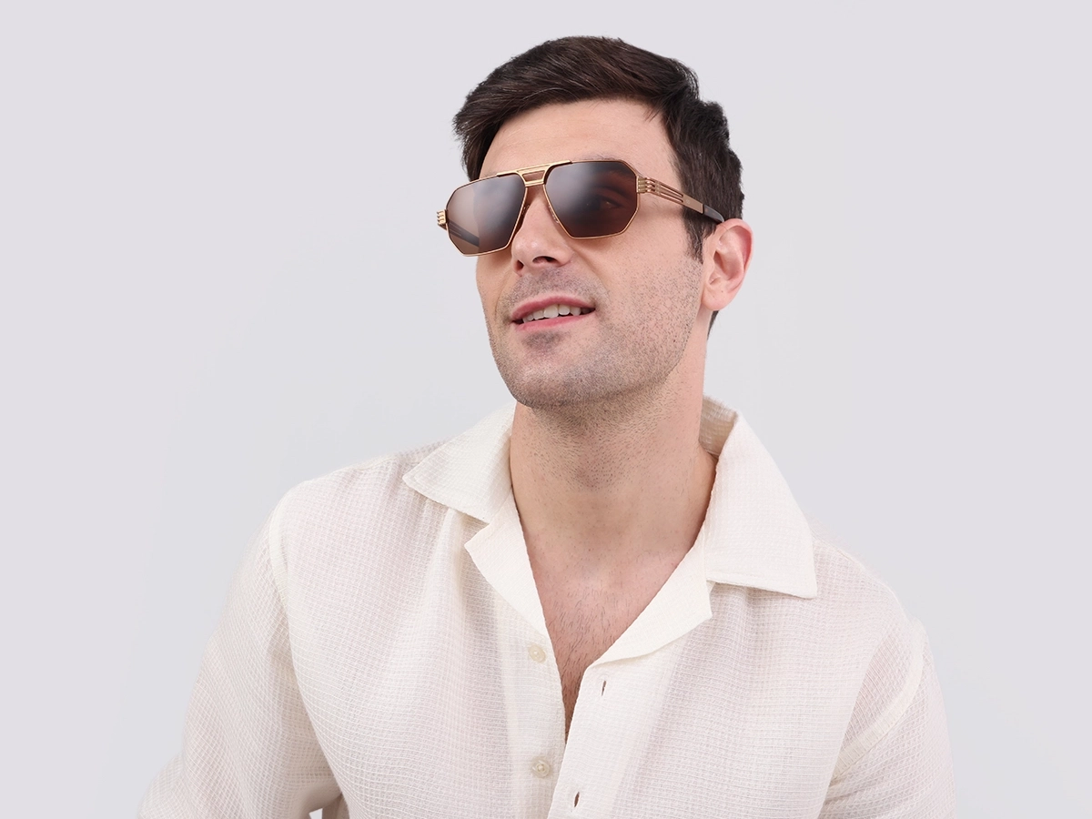 Vintage Gold Metal Double Bridge Sunglasses-42