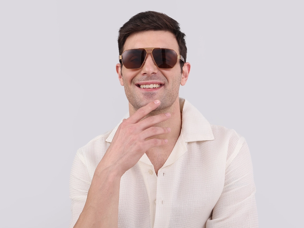 Vintage Gold Metal Double Bridge Sunglasses-43