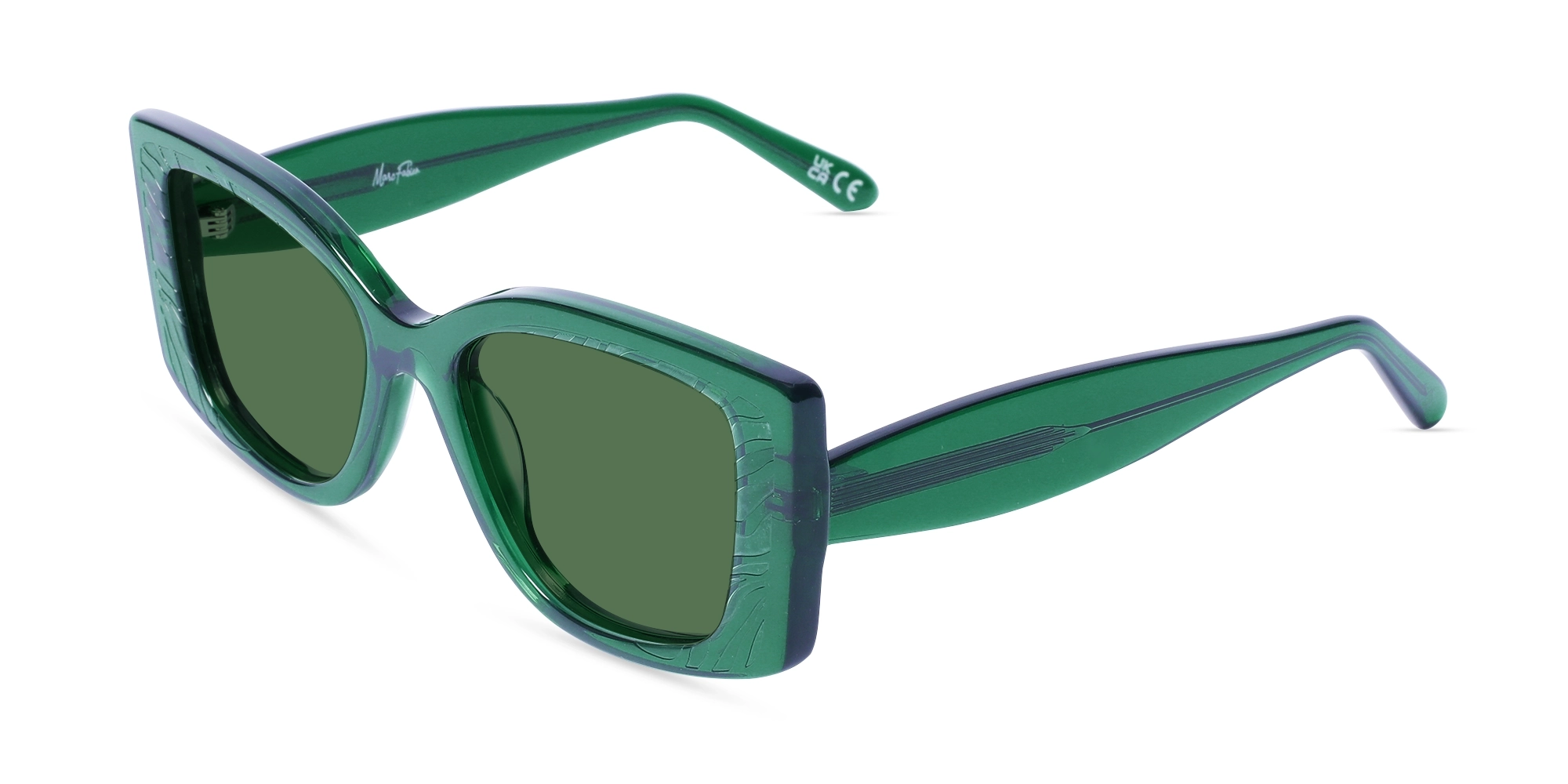 Crystal Emerald Green Tint Oversized Sunglasses 3