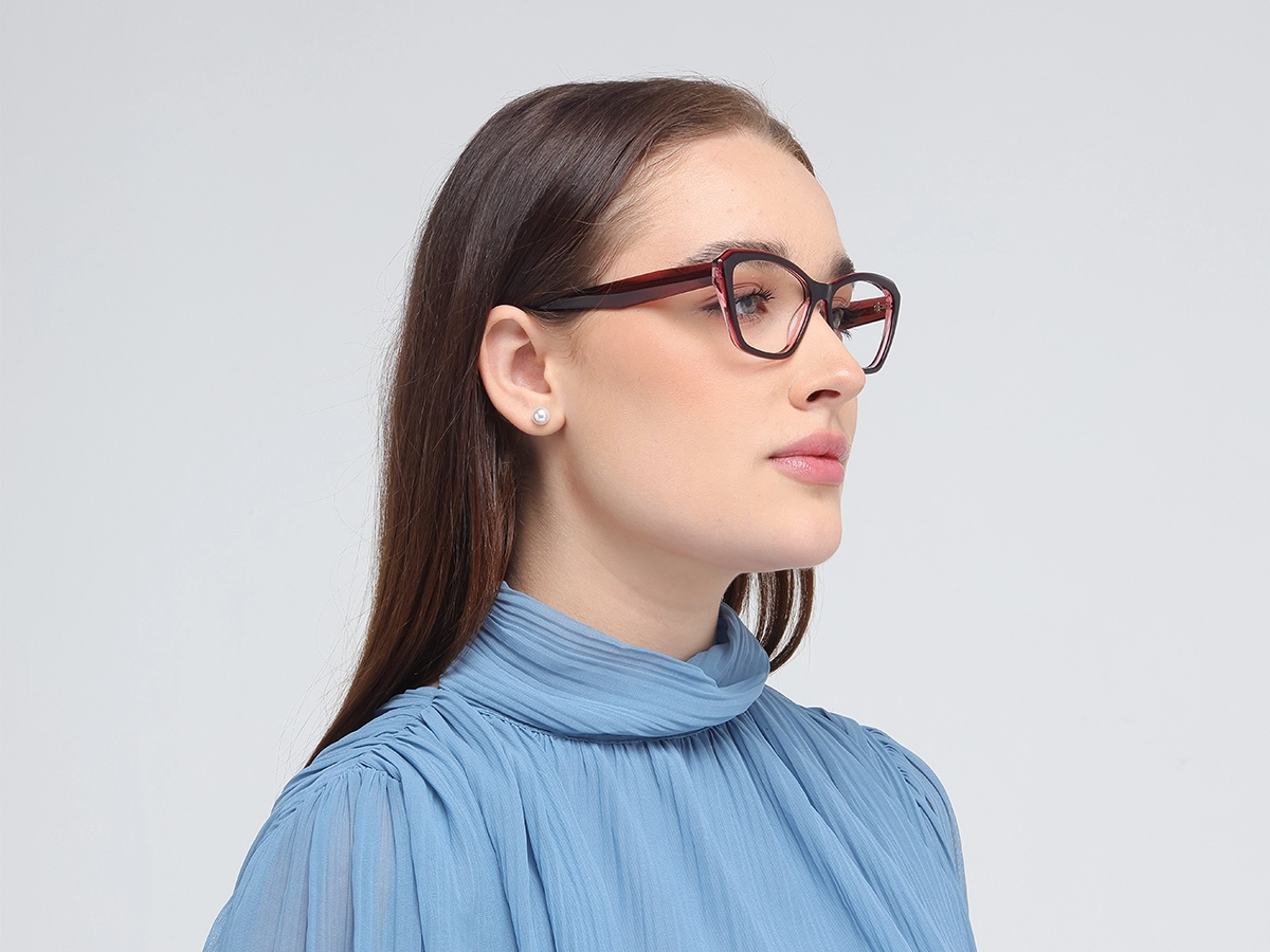 Crystal Plum Butterfly Square Eyeglasses-52