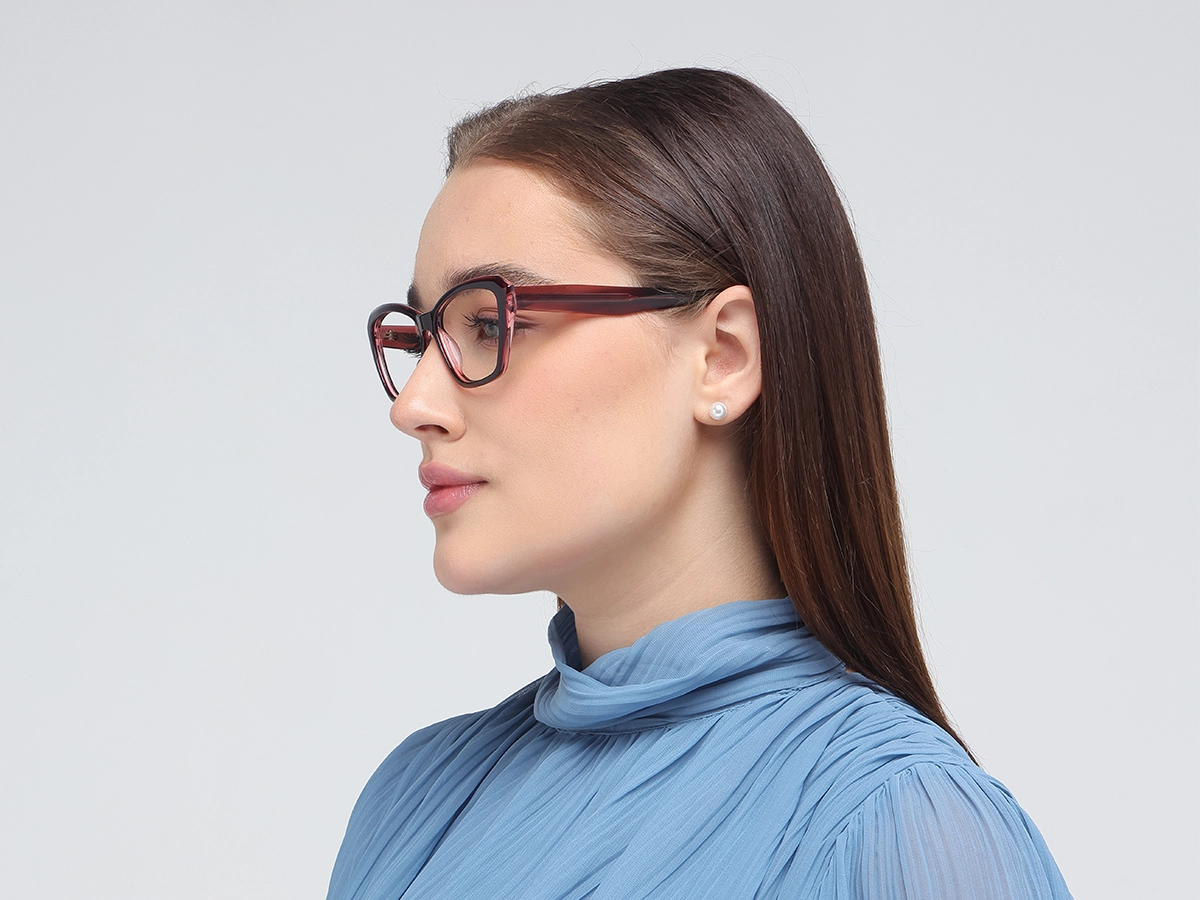 Crystal Plum Butterfly Square Eyeglasses-53