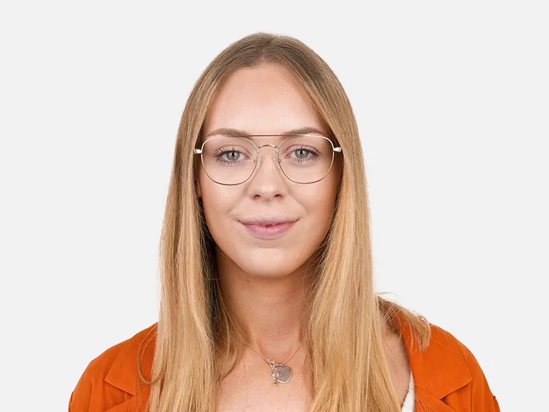 Black and Gold Square Pilot Glasses in Metal - 2