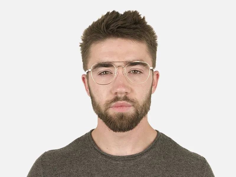 Black and Gold Square Pilot Glasses in Metal - 2