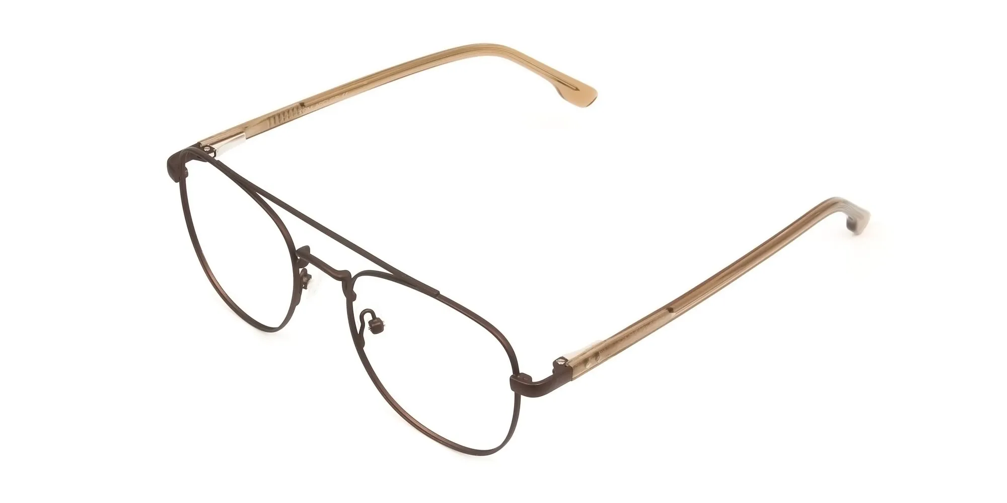 Honey Brown Pilot Square Glasses in Metal - 2