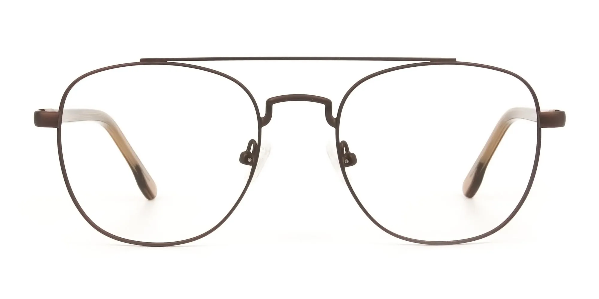 A23078F/2 - Honey Brown Pilot Square Glasses in Metal