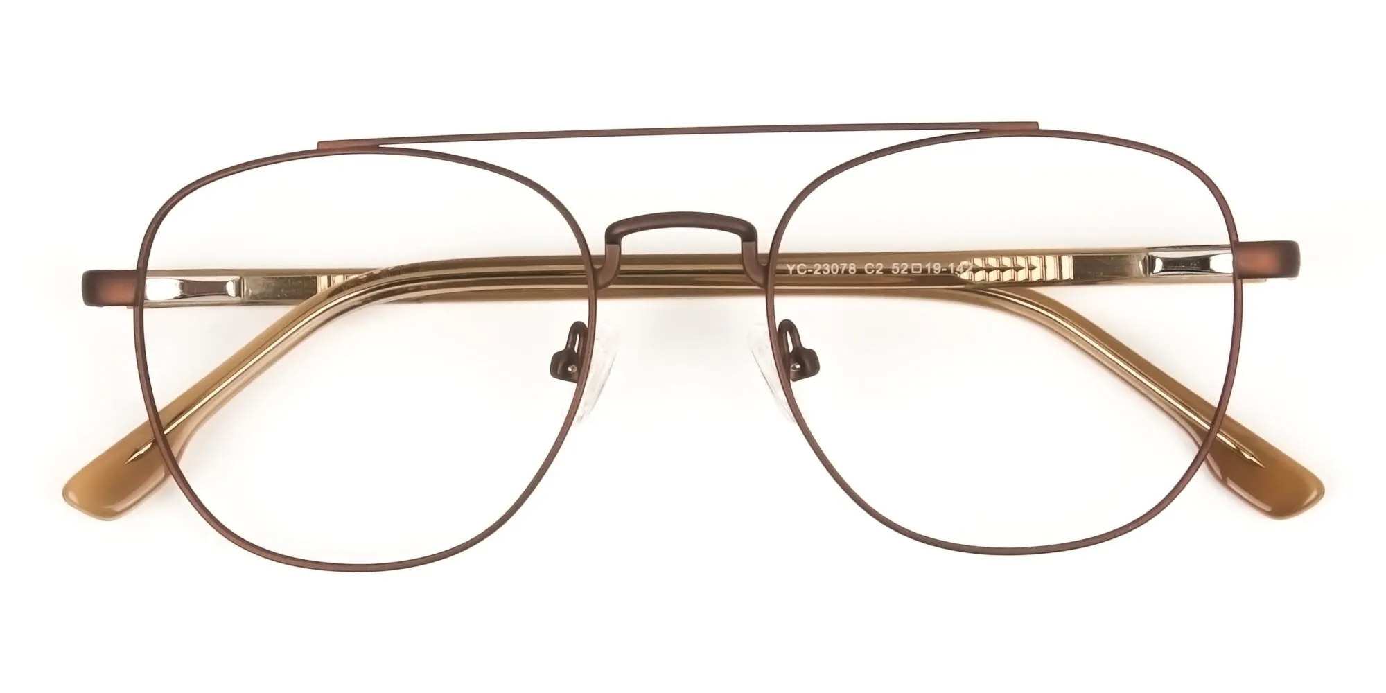 Honey Brown Pilot Square Glasses in Metal - 2