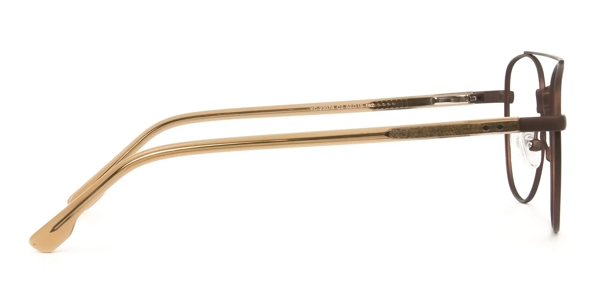 Honey Brown Pilot Square Glasses in Metal - 2