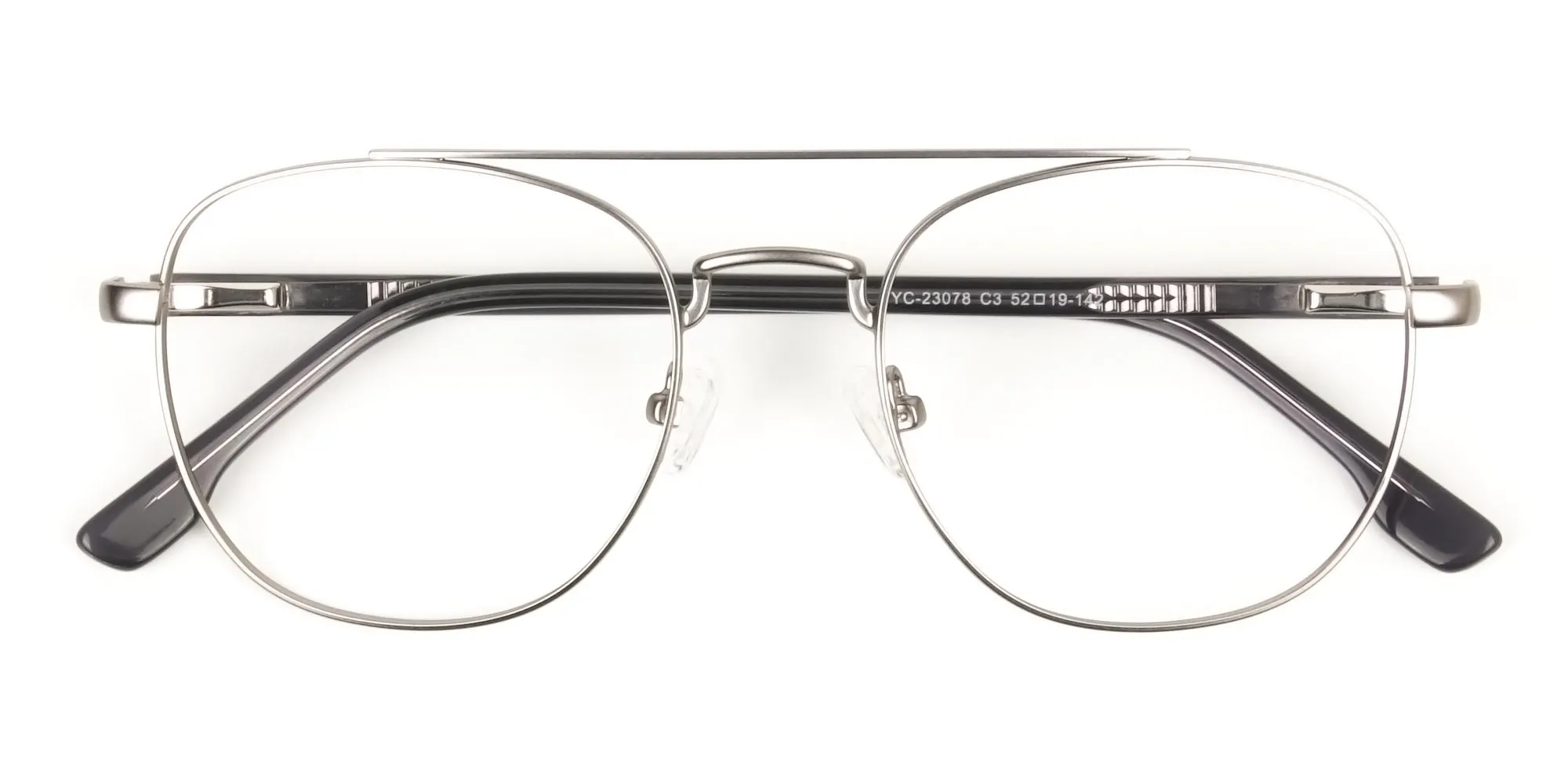 Gunmetal Dark Grey Pilot Square Glasses - 2